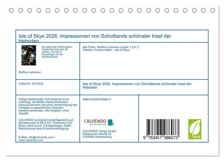 Produktbild: Isle of Skye 2026. Impressionen von Schottlands sch&ouml;nster Insel der Hebriden (Tischkalender 2026 DIN A5 quer), CALVENDO Monatskalender