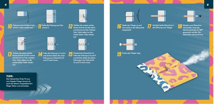 Produktbild: Powerpuster. Anleitungsbuch mit &uuml;ber 40 Faltbl&auml;ttern und 2 Blasrohren