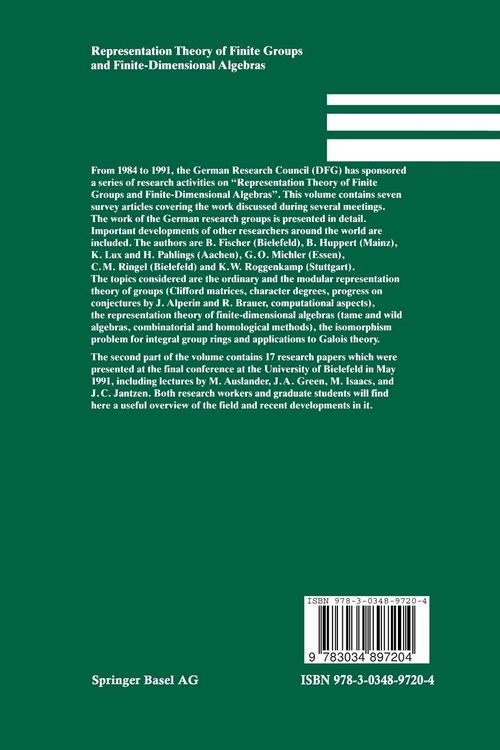 Produktbild: Representation Theory of Finite Groups and Finite-Dimensional Algebras