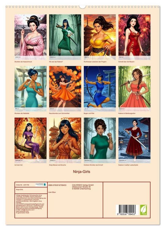 Produktbild: Ninja-Girls (hochwertiger Premium Wandkalender 2027 DIN A2 hoch), Kunstdruck in Hochglanz