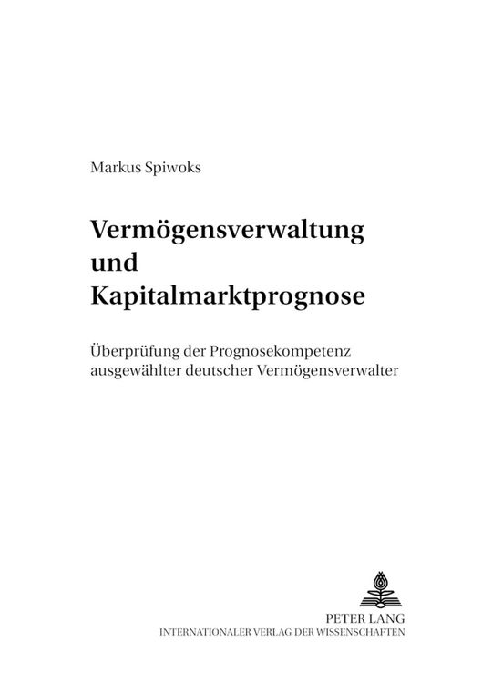 Produktbild: Verm&ouml;gensverwaltung und Kapitalmarktprognose