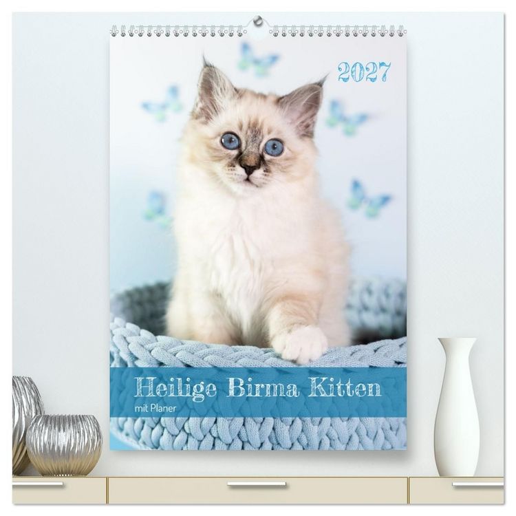 Produktbild: Heilige Birma Kitten Kalender mit Planer (hochwertiger Premium Wandkalender 2027 DIN A2 hoch), Kunstdruck in Hochglanz