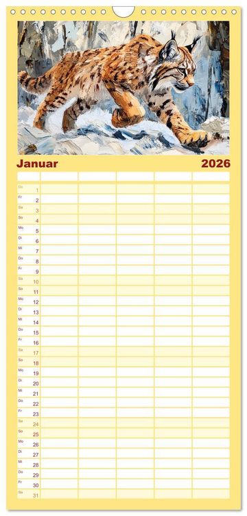 Produktbild: Familienplaner 2026 - Wilde Sch&ouml;nheiten. Ein Jahr mit majest&auml;tischen Tieren mit 5 Spalten (Wandkalender, 21 x 45 cm) CALVENDO