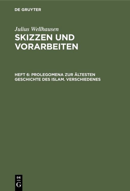 Produktbild: Prolegomena zur &auml;ltesten Geschichte des Islam. Verschiedenes