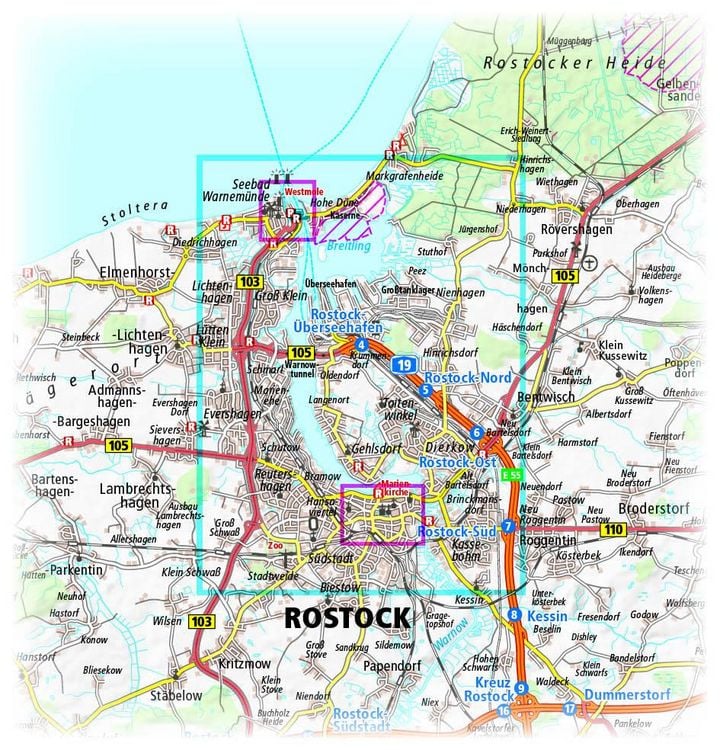 Rostock. Stadtplan 1:16 000