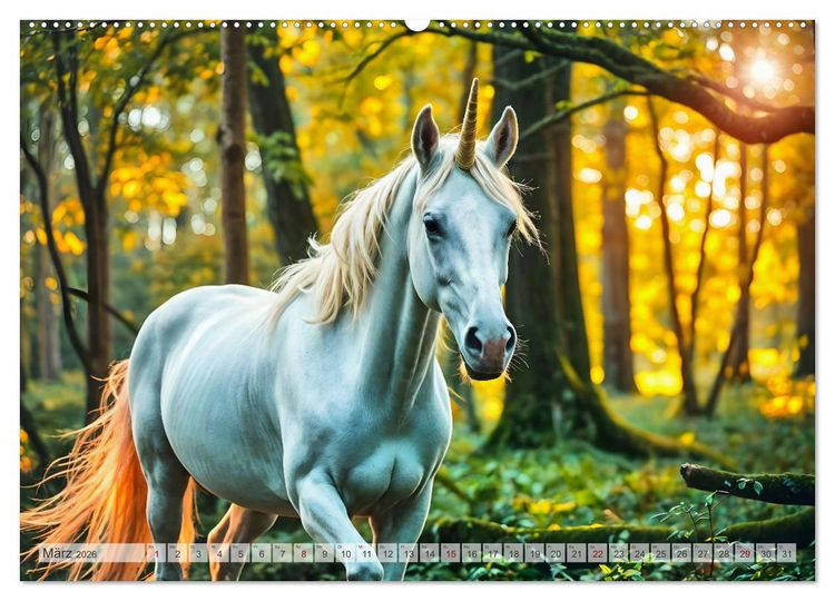 Produktbild: Einhorn Zauberwelt - Die m&auml;rchenhafte Welt der KI Einh&ouml;rner (Wandkalender 2026 DIN A2 quer), CALVENDO Monatskalender