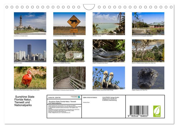 Produktbild: Sunshine State Florida Natur, Tierwelt und Nationalparks (Wandkalender 2027 DIN A4 quer), CALVENDO Monatskalender