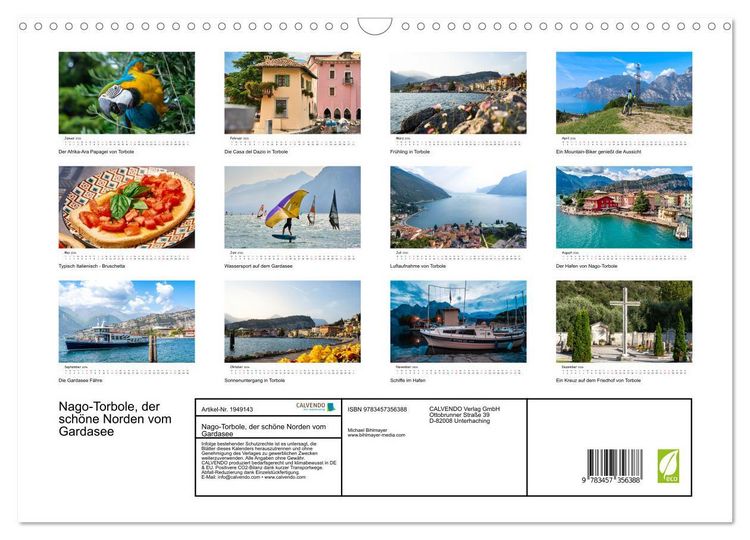 Produktbild: Nago-Torbole, der sch&ouml;ne Norden vom Gardasee (Wandkalender 2026 DIN A3 quer), CALVENDO Monatskalender