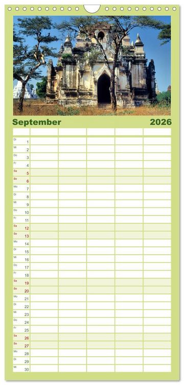 Produktbild: Familienplaner 2026 - Myanmar Land der Tempel und Pagoden mit 5 Spalten (Wandkalender, 21 x 45 cm) CALVENDO