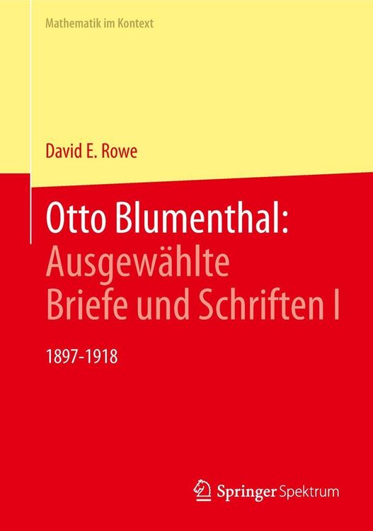 Produktbild: Otto Blumenthal: Ausgew&auml;hlte Briefe und Schriften I