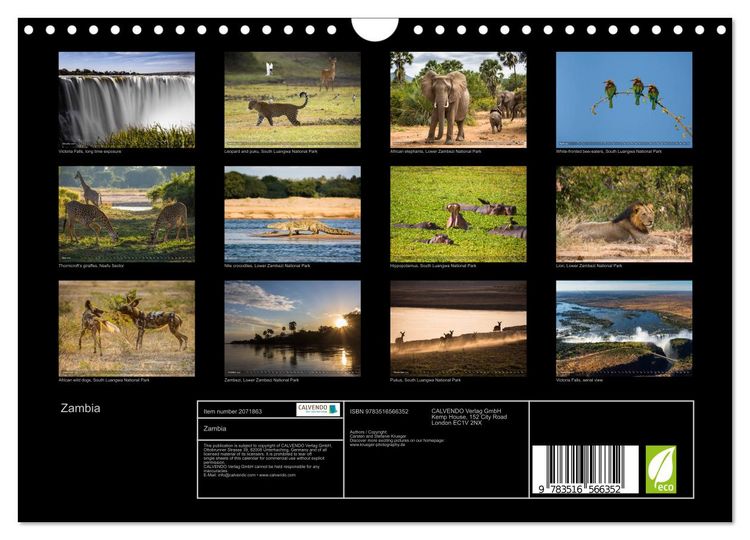Produktbild: Zambia (Wall Calendar 2026 DIN A4 landscape), CALVENDO 12 Month Wall Calendar