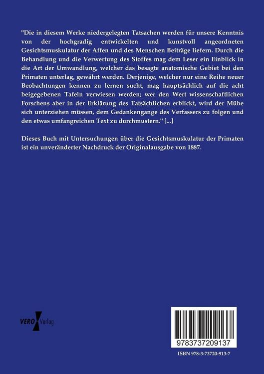 Produktbild: Untersuchungen &uuml;ber die Gesichtsmuskulatur der Primaten