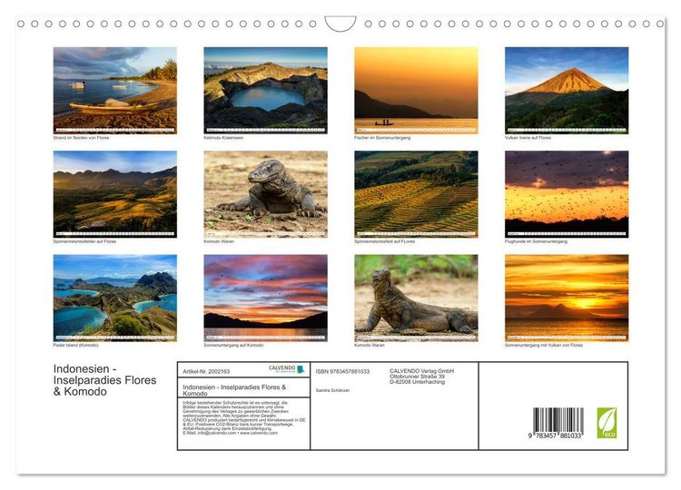 Produktbild: Indonesien - Inselparadies Flores & Komodo (Wandkalender 2026 DIN A3 quer), CALVENDO Monatskalender