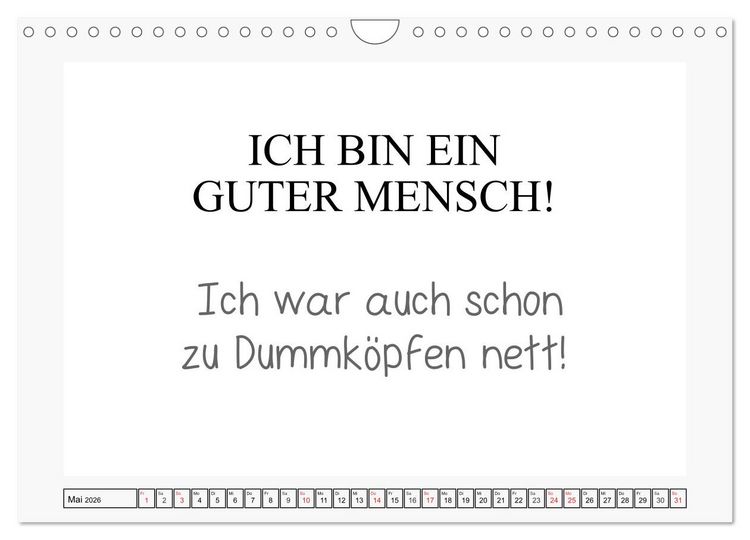Produktbild: Typo-Kalender f&uuml;r das B&uuml;ro. Sarkasmus und fiese Spr&uuml;che (Wandkalender 2026 DIN A4 quer), CALVENDO Monatskalender