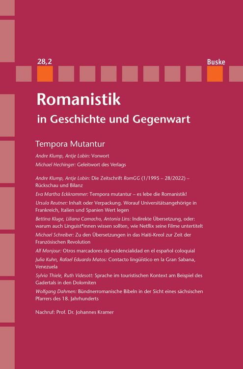 Produktbild: Romanistik in Geschichte und Gegenwart Jahrgang 28 Heft 2