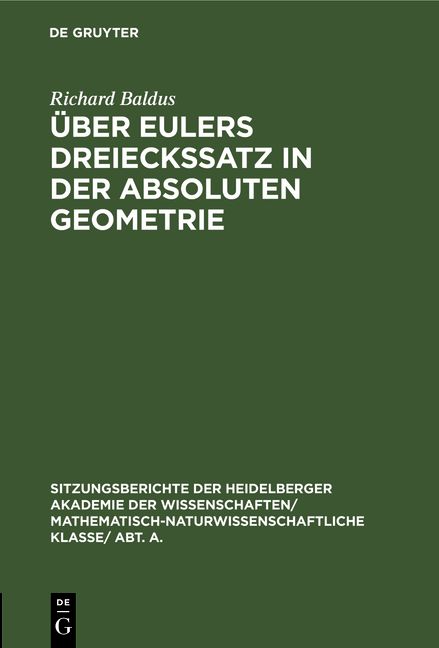 Produktbild: &Uuml;ber Eulers Dreieckssatz in der absoluten Geometrie