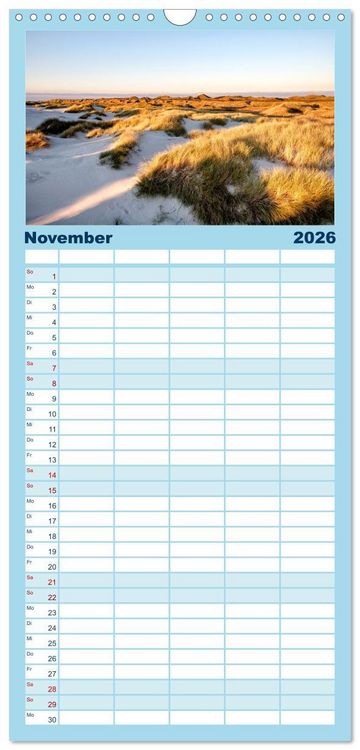 Produktbild: Familienplaner 2026 - Amrum: Natur und Freiheit mit 5 Spalten (Wandkalender, 21 x 45 cm) CALVENDO