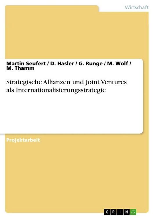 Produktbild: Strategische Allianzen und Joint Ventures als Internationalisierungsstrategie