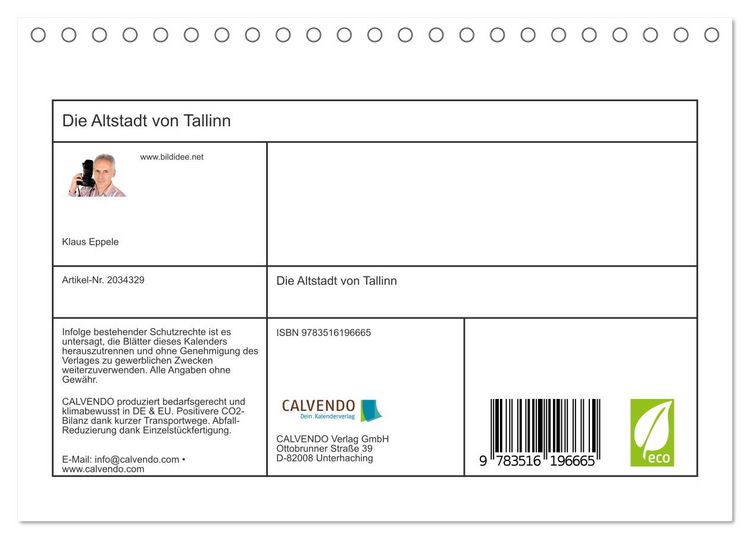 Produktbild: Die Altstadt von Tallinn (Tischkalender 2026 DIN A5 quer), CALVENDO Monatskalender