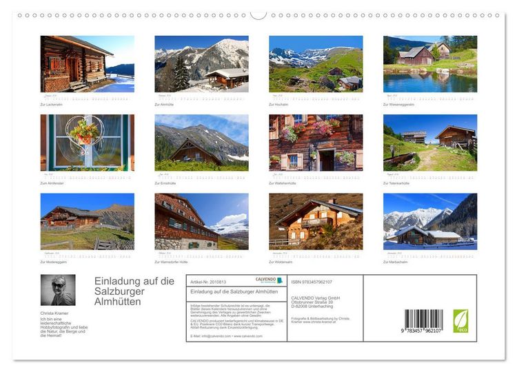 Produktbild: Einladung auf die Salzburger Almh&uuml;tten (hochwertiger Premium Wandkalender 2026 DIN A2 quer), Kunstdruck in Hochglanz