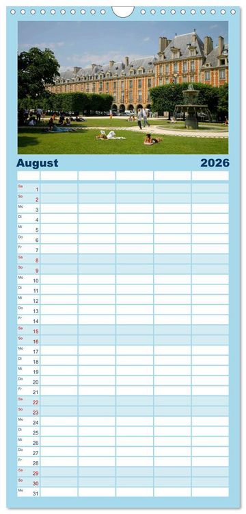 Produktbild: Familienplaner 2026 - Paris mit 5 Spalten (Wandkalender, 21 x 45 cm) CALVENDO