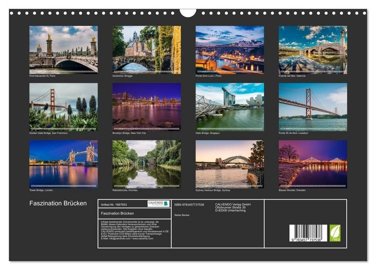 Produktbild: Faszination Br&uuml;cken (Wandkalender 2026 DIN A3 quer), CALVENDO Monatskalender