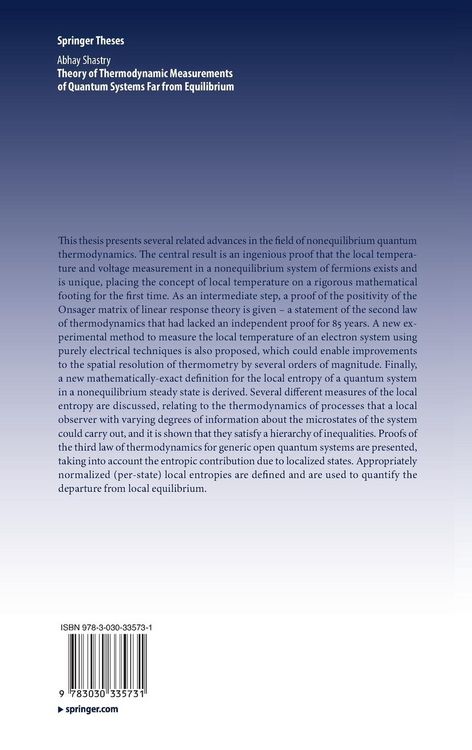 Produktbild: Theory of Thermodynamic Measurements of Quantum Systems Far from Equilibrium
