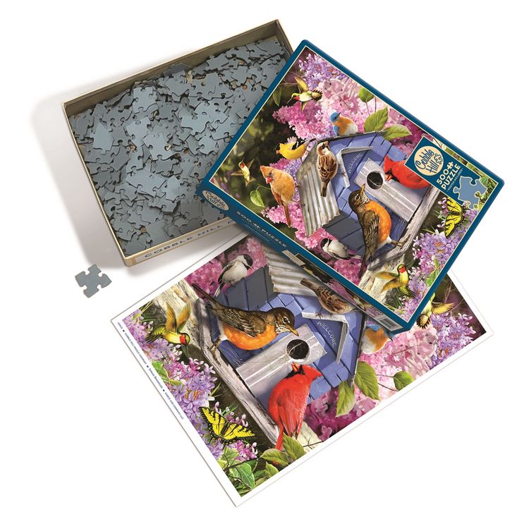 Produktbild: COBBLE HILL PUZZLES - Fr&uuml;hlingsvogelh&auml;uschen 500 Teile