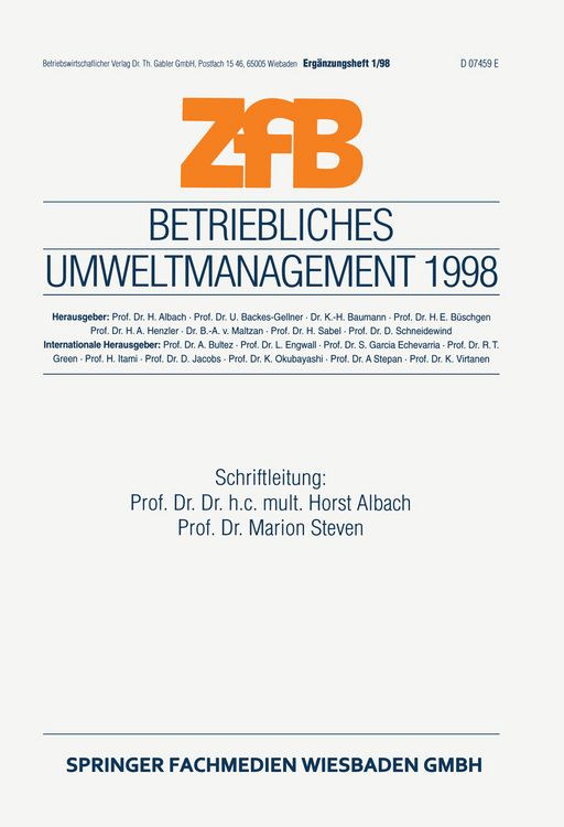 Produktbild: Betriebliches Umweltmanagement 1998