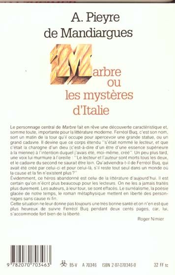 Produktbild: Marbre ou les mystères d'Italie