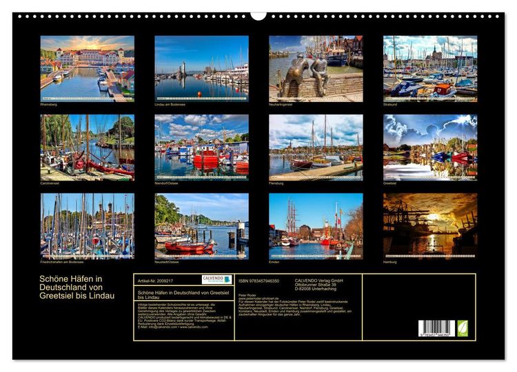 Produktbild: Sch&ouml;ne H&auml;fen in Deutschland von Greetsiel bis Lindau (Wandkalender 2026 DIN A2 quer), CALVENDO Monatskalender