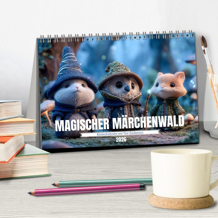 Produktbild: Magischer M&auml;rchenwald - Kinderkalender mit Tier-Zauberern (Tischkalender 2026 DIN A5 quer), CALVENDO Monatskalender