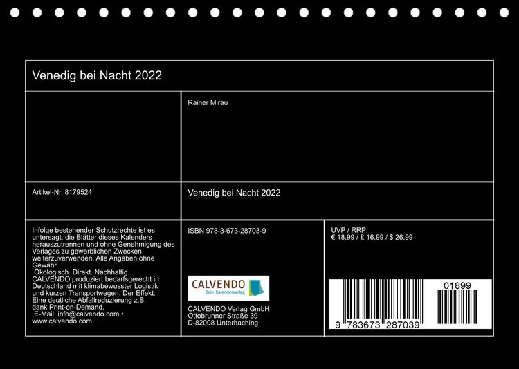 Produktbild: Venedig bei Nacht 2022 (Tischkalender 2022 DIN A5 quer)