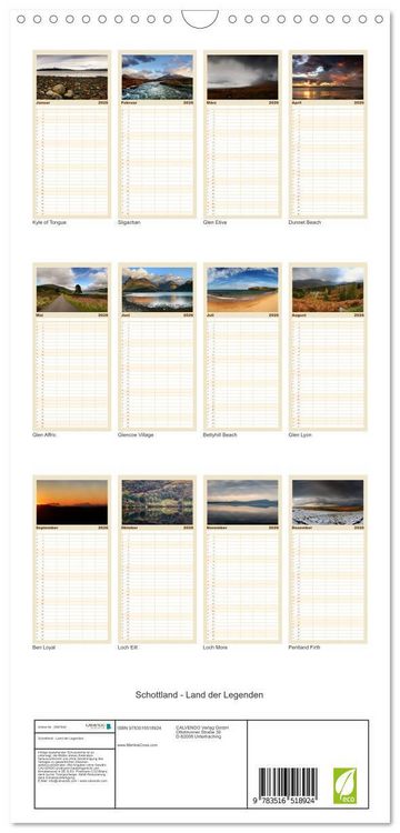 Produktbild: Familienplaner 2026 - Schottland - Land der Legenden mit 5 Spalten (Wandkalender, 21 x 45 cm) CALVENDO