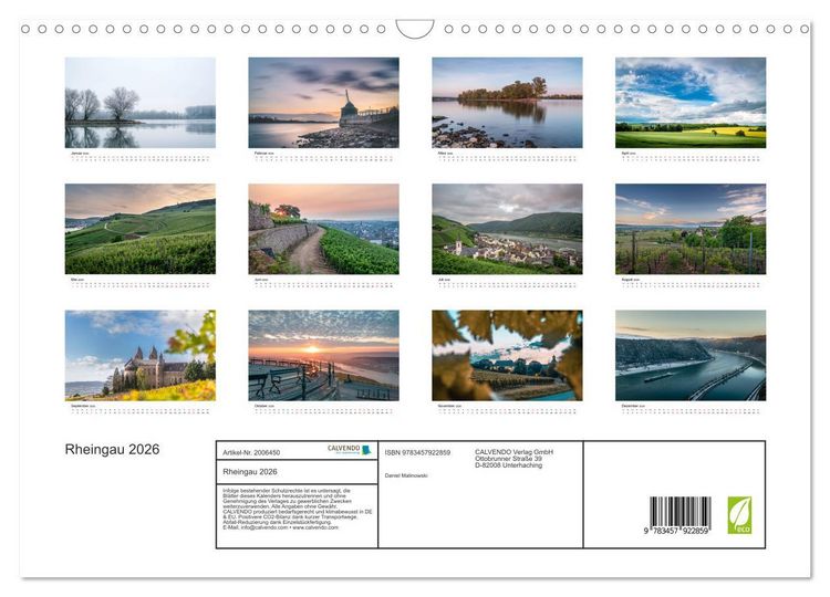 Produktbild: Rheingau 2026 (Wandkalender 2026 DIN A3 quer), CALVENDO Monatskalender