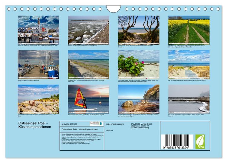 Produktbild: Ostseeinsel Poel - K&uuml;stenimpressionen (Wandkalender 2026 DIN A4 quer), CALVENDO Monatskalender