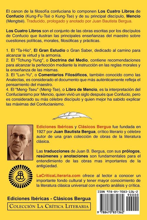 Produktbild: Los Cuatro Libros de Confucio, Confucio y Mencio, Coleccion La Critica Literaria Por El Celebre Critico Literario Juan Bautista Bergua, Ediciones Iber