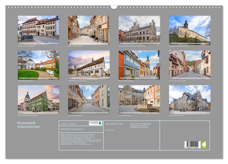 Produktbild: Rudolstadt Impressionen (Wandkalender 2026 DIN A2 quer), CALVENDO Monatskalender