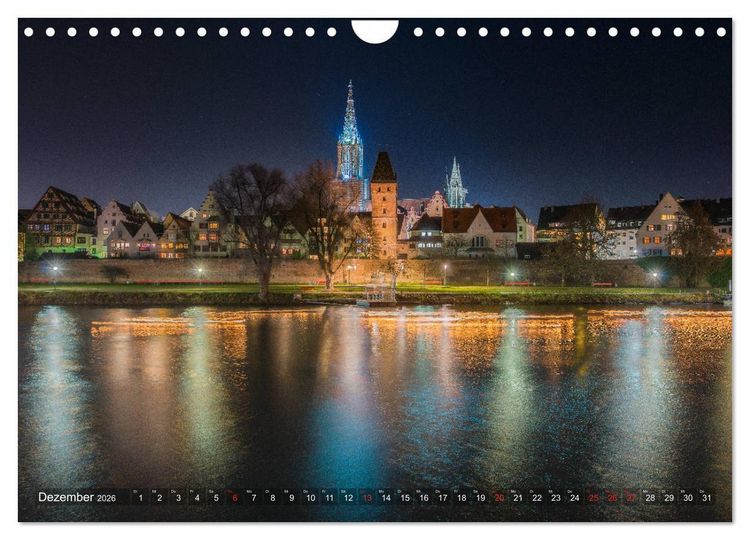 Produktbild: Ulm f&uuml;r Nachtspatzen (Wandkalender 2026 DIN A4 quer), CALVENDO Monatskalender