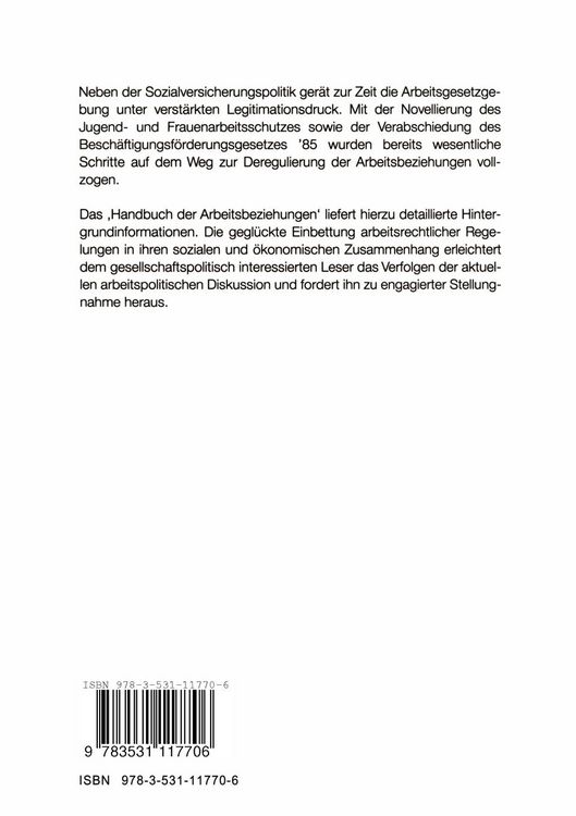 Produktbild: Handbuch der Arbeitsbeziehungen