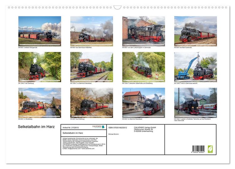 Produktbild: Selketalbahn im Harz (Wandkalender 2026 DIN A2 quer), CALVENDO Monatskalender