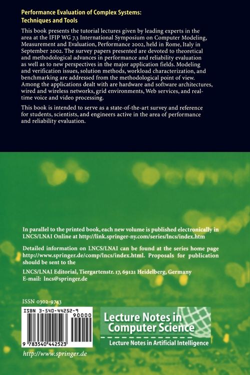 Produktbild: Performance Evaluation of Complex Systems: Techniques and Tools