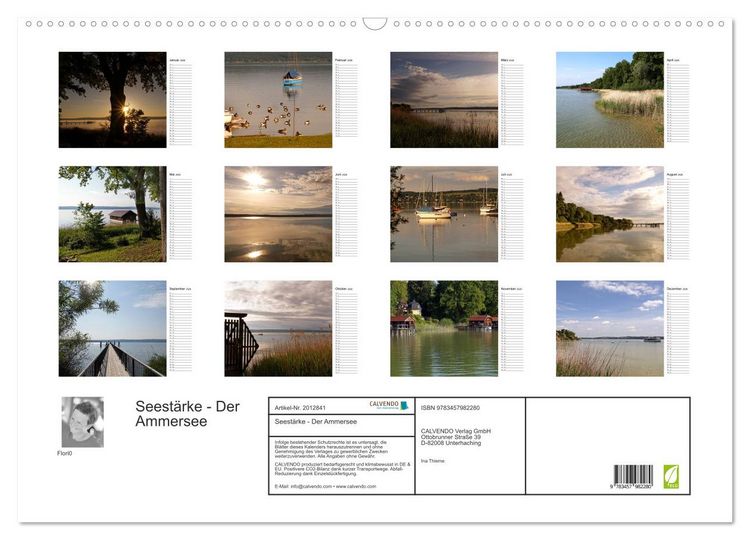 Produktbild: Seest&auml;rke - Der Ammersee (Wandkalender 2026 DIN A2 quer), CALVENDO Monatskalender