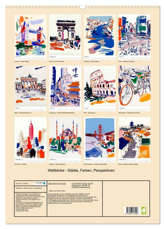 Produktbild: Weltblicke - St&auml;dte, Farben, Perspektiven (Wandkalender 2026 DIN A2 hoch), CALVENDO Monatskalender