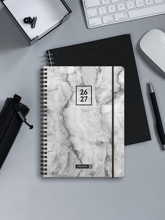 Produktbild: Sch&uuml;lerkalender 2026/2027 "Grey Marble" | A5, Kunststoff