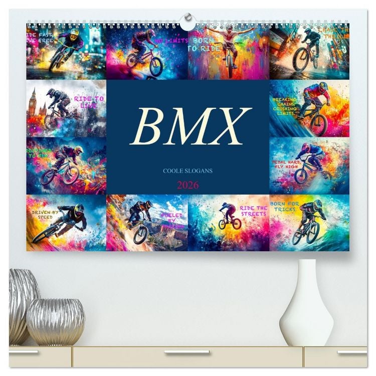 Produktbild: BMX - Coole Slogans (hochwertiger Premium Wandkalender 2026 DIN A2 quer), Kunstdruck in Hochglanz
