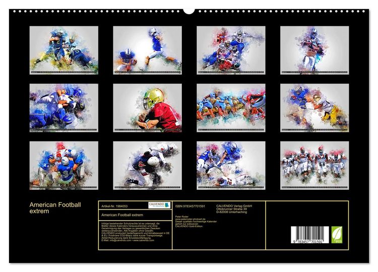 Produktbild: American Football extrem (hochwertiger Premium Wandkalender 2026 DIN A2 quer), Kunstdruck in Hochglanz