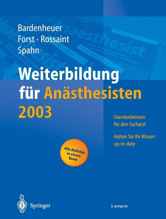 Produktbild: Weiterbildung f&uuml;r An&auml;sthesisten 2003