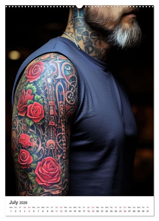 Produktbild: Tattoo Tales (High Quality Premium Wall Calendar 2026 DIN A2 portrait),CALVENDO 12 Month Wall Calendar