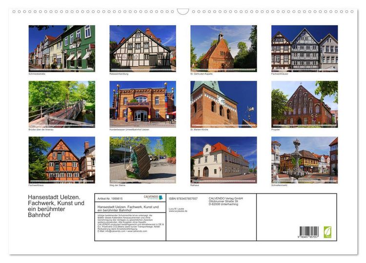 Produktbild: Hansestadt Uelzen. Fachwerk, Kunst und ein ber&uuml;hmter Bahnhof (Wandkalender 2026 DIN A2 quer), CALVENDO Monatskalender